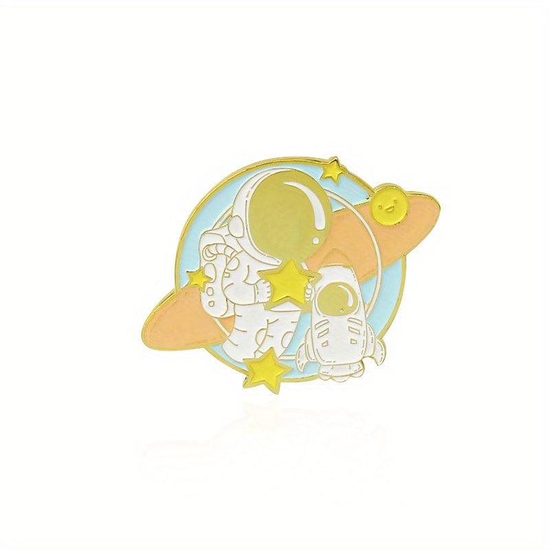 Astronaut Star Rainbow Rocket Spaceman Brooch