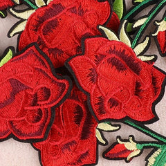 5pcs Rose Flower Iron On Patches Sew On Embroidered Applique