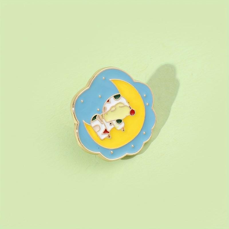 Moon Flower Brooch Pajamas Animal Badge for Men