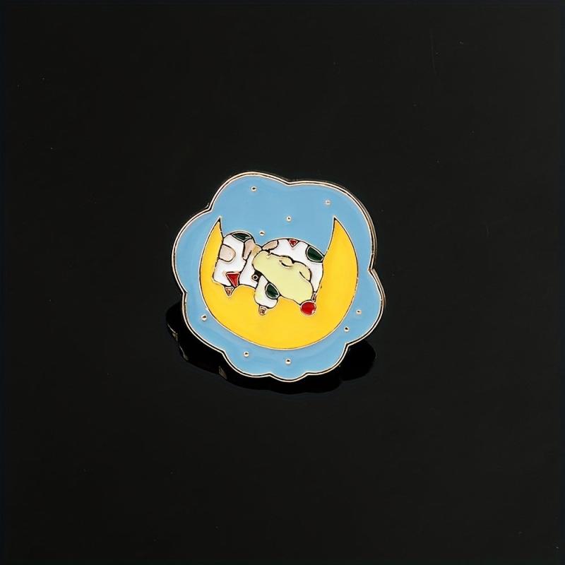 Moon Flower Brooch Pajamas Animal Badge for Men