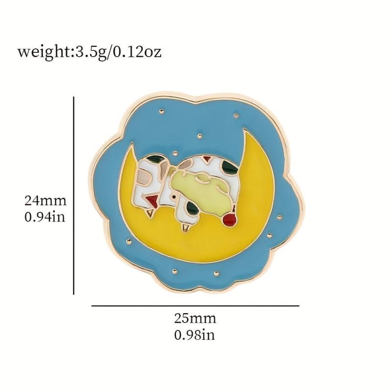 Moon Flower Brooch Pajamas Animal Badge for Men