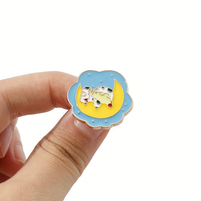 Moon Flower Brooch Pajamas Animal Badge for Men
