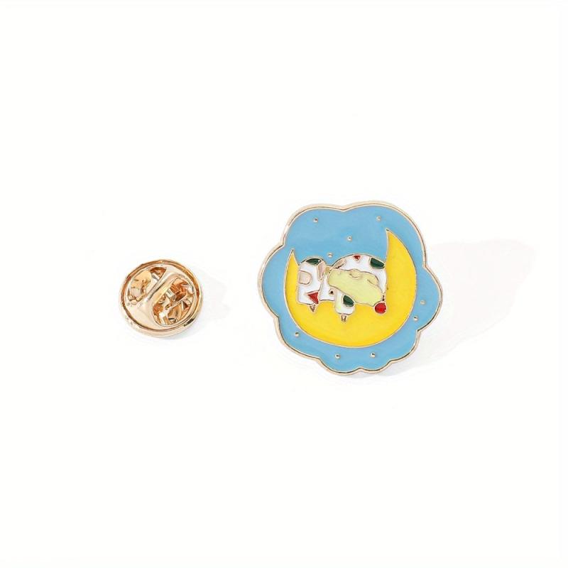 Moon Flower Brooch Pajamas Animal Badge for Men