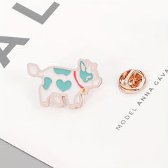 Pink Cow Brooch Metal Lapel Pin Accessories Cartoon Jewelry