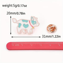 Pink Cow Brooch Metal Lapel Pin Accessories Cartoon Jewelry