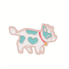 Pink Cow Brooch Metal Lapel Pin Accessories Cartoon Jewelry