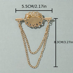 Sapphire Brooch Chain Collar Pin Jewelry Set