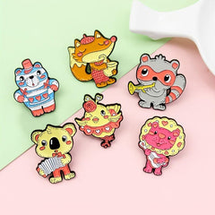 Animal Lion Chick Fox Koala Raccoon Brooch