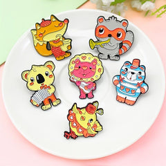 Animal Lion Chick Fox Koala Raccoon Brooch