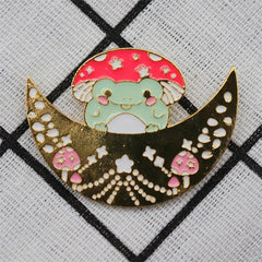 Creative Frog Mushroom Pattern Brooch for Men