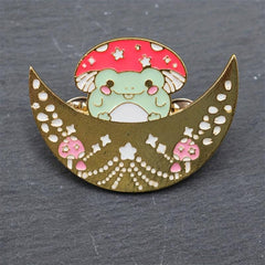 Creative Frog Mushroom Pattern Brooch for Men