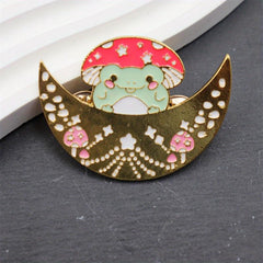 Creative Frog Mushroom Pattern Brooch for Men