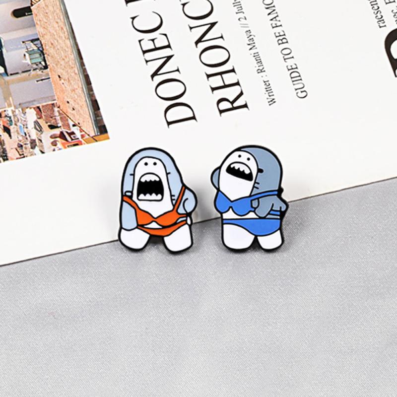 Funny Bikini Shark Brooch Lapel Pin Backpack Hat Pin