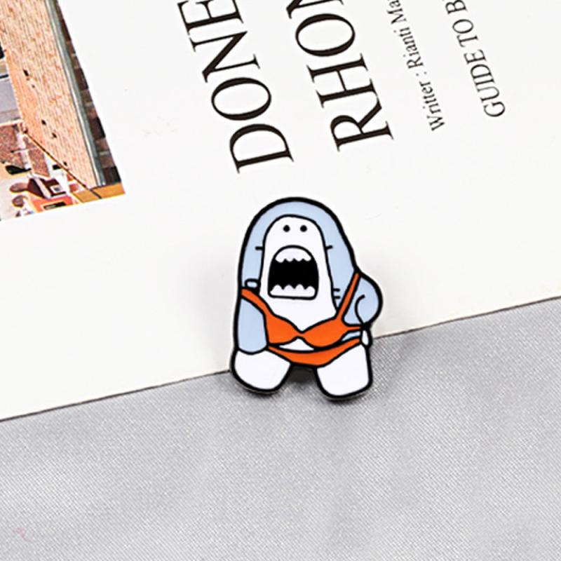 Funny Bikini Shark Brooch Lapel Pin Backpack Hat Pin