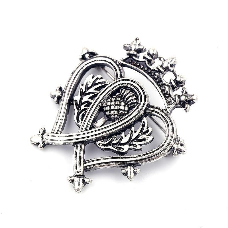 Vintage Crown Heart Brooch Film TV Backpack Jacket Hat Scarf Accessory