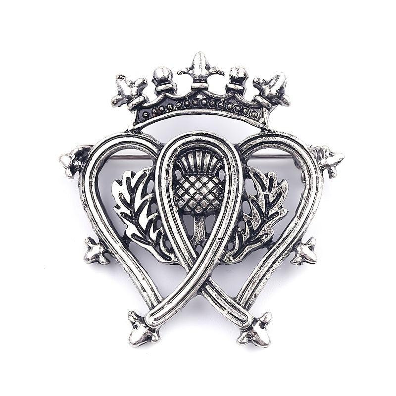 Vintage Crown Heart Brooch Film TV Backpack Jacket Hat Scarf Accessory