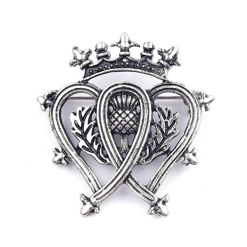 Vintage Crown Heart Brooch Film TV Backpack Jacket Hat Scarf Accessory