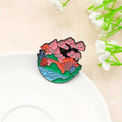 Pink Cherry Blossoms Cherry Tree Brooch for Men