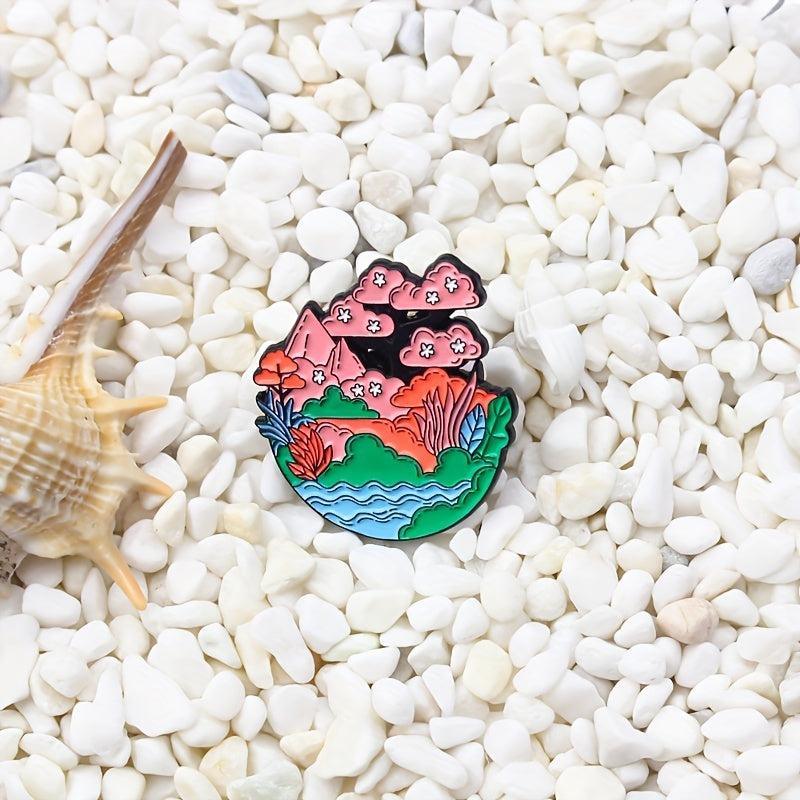 Pink Cherry Blossoms Cherry Tree Brooch for Men