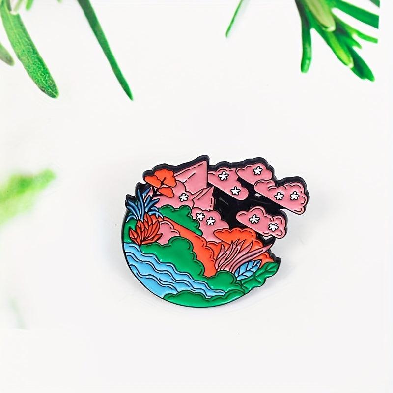 Pink Cherry Blossoms Cherry Tree Brooch for Men