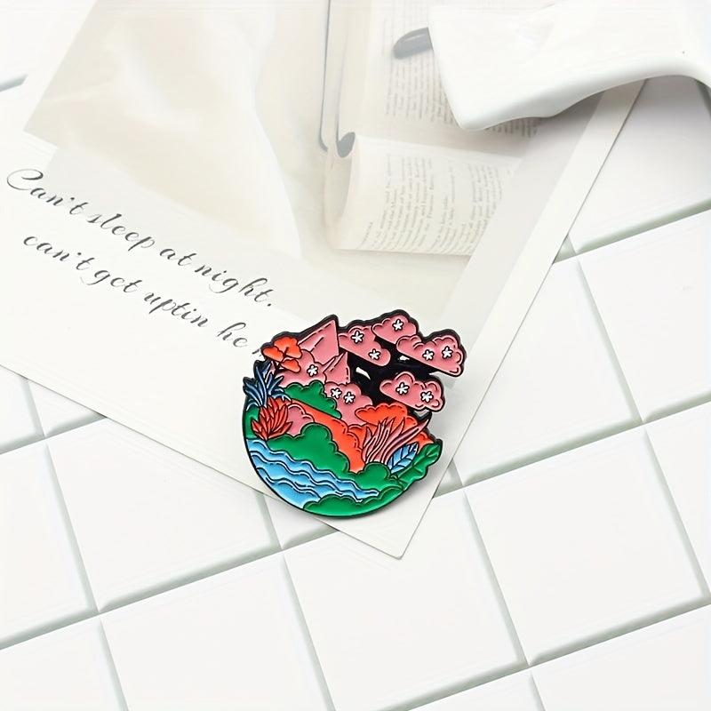 Pink Cherry Blossoms Cherry Tree Brooch for Men