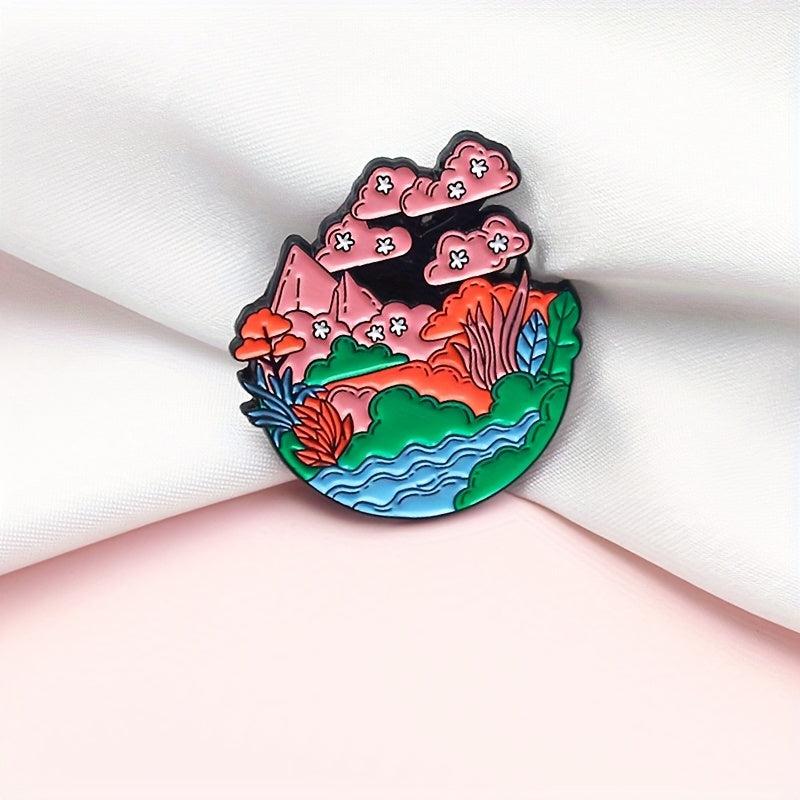 Pink Cherry Blossoms Cherry Tree Brooch for Men