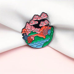 Pink Cherry Blossoms Cherry Tree Brooch for Men