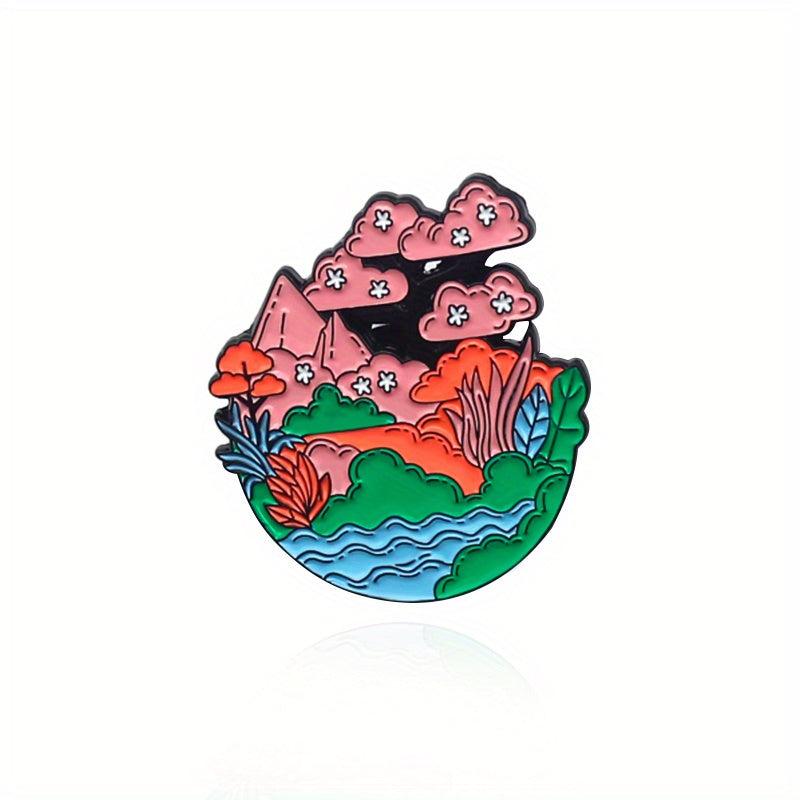 Pink Cherry Blossoms Cherry Tree Brooch for Men