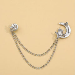 Moon Owl Brooch Alloy Artificial Diamond Clothing Accessories