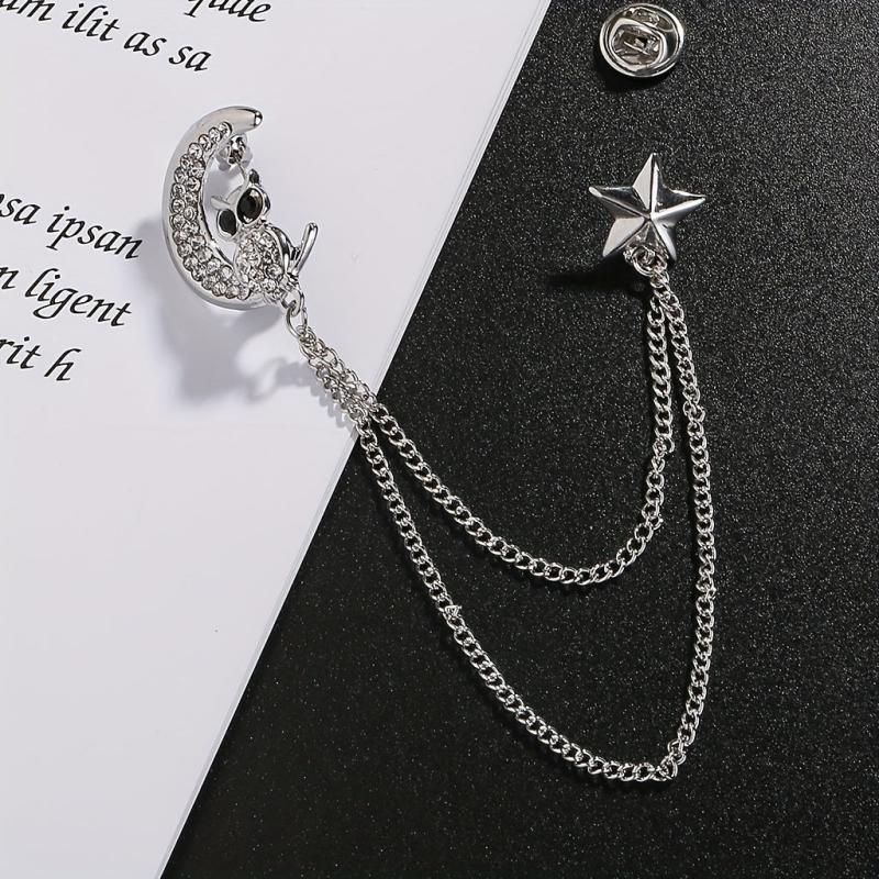 Moon Owl Brooch Alloy Artificial Diamond Clothing Accessories
