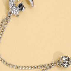 Moon Owl Brooch Alloy Artificial Diamond Clothing Accessories