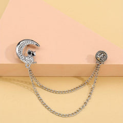 Moon Owl Brooch Alloy Artificial Diamond Clothing Accessories