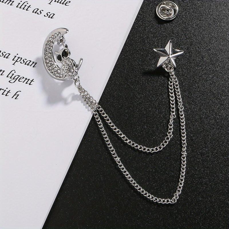 Moon Owl Brooch Alloy Artificial Diamond Clothing Accessories