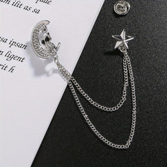 Moon Owl Brooch Alloy Artificial Diamond Clothing Accessories