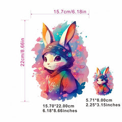 Colorful Rabbit Heat Transfer Patches for Men - Washable and Soft