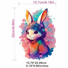 Colorful Rabbit Heat Transfer Patches for Men - Washable and Soft