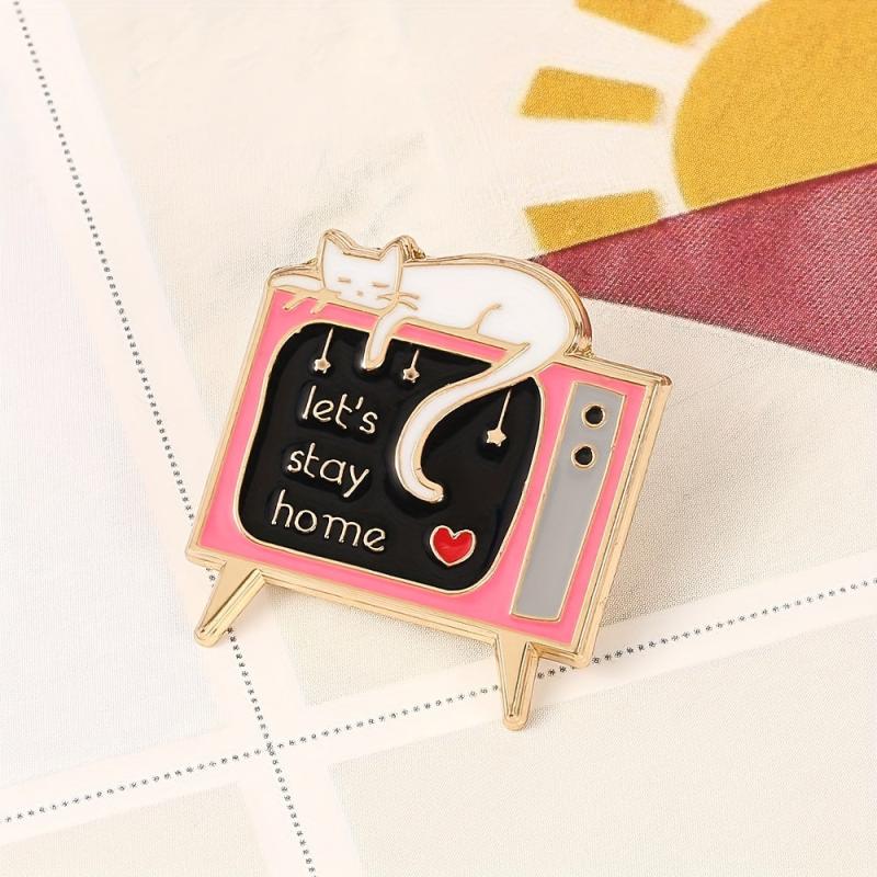 Stay Home Swing Rotten TV Cat Brooch Men