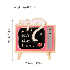 Stay Home Swing Rotten TV Cat Brooch Men