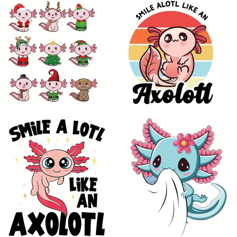 Girl's Axolotl Cartoon Iron On Heat Transfer Sticker For Clothing T Shirt
