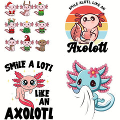 Girl's Axolotl Cartoon Iron On Heat Transfer Sticker For Clothing T Shirt