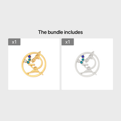 Microscope Shape Brooch With Artificial Diamond