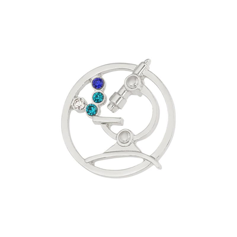 Microscope Shape Brooch With Artificial Diamond