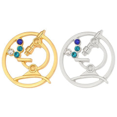 Microscope Shape Brooch With Artificial Diamond
