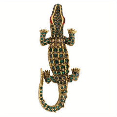 Crocodile Brooch Men's Suit Rhinestone Animal Accessories