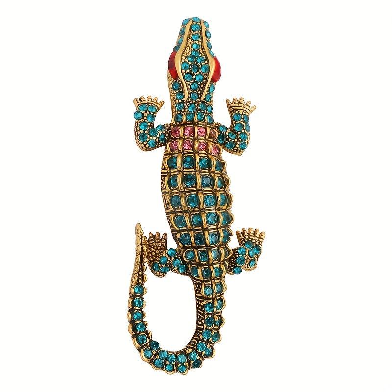 Crocodile Brooch Men's Suit Rhinestone Animal Accessories