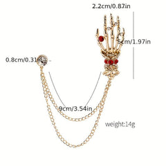 Skull Palm Brooch Halloween Jewelry Men Gift