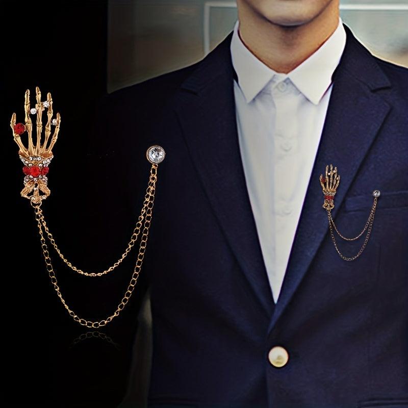Skull Palm Brooch Halloween Jewelry Men Gift
