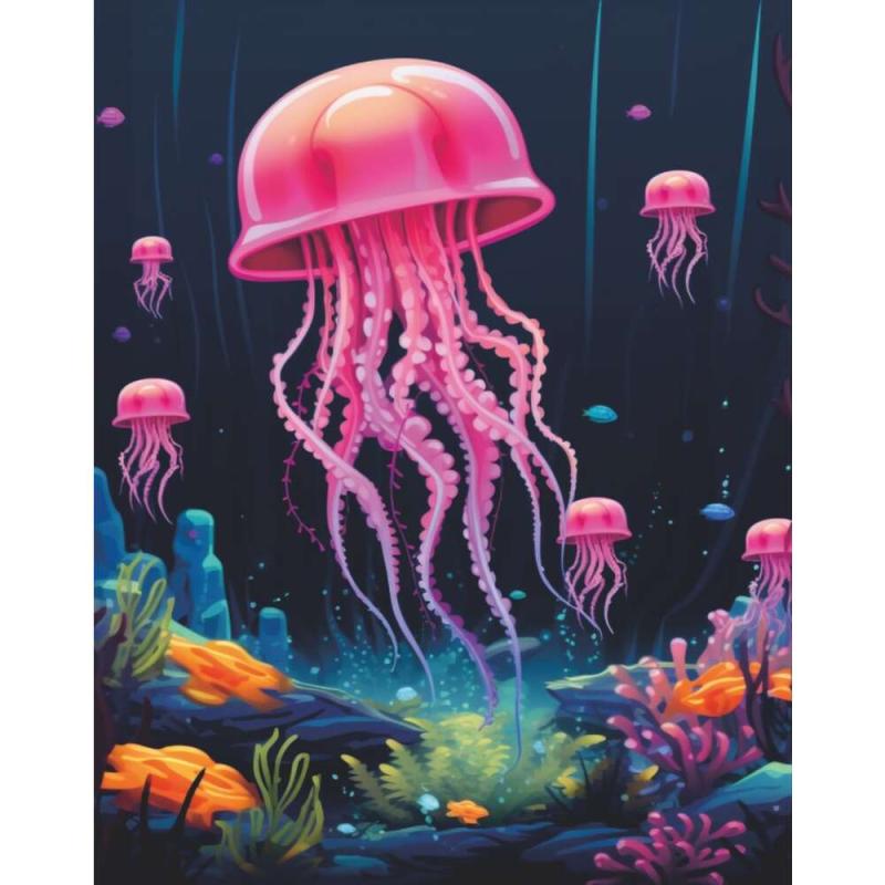 Swimming Jellyfish Heat Transfer Stickers for Men