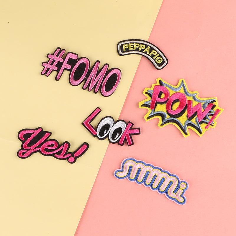 6pcs Cartoon Letter Embroidered Patches DIY Jacket Accessories