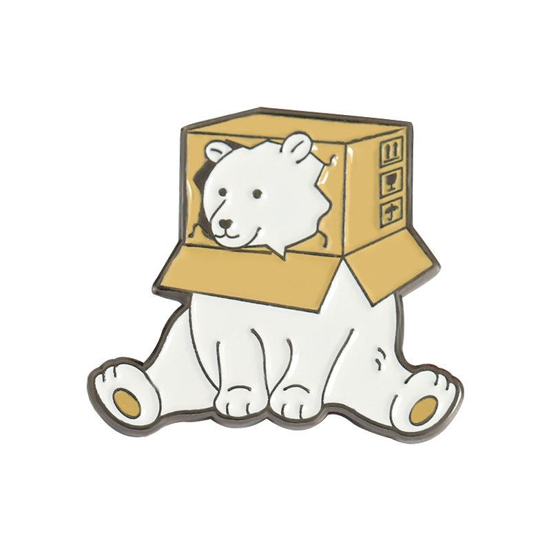 Cat Bear Head TV Box Enamel Pins Funny Animals Brooch